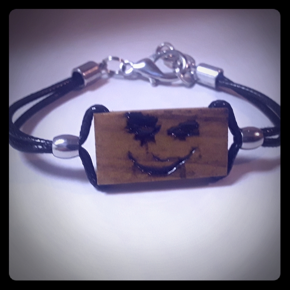 Joker wood tile cord bracelet